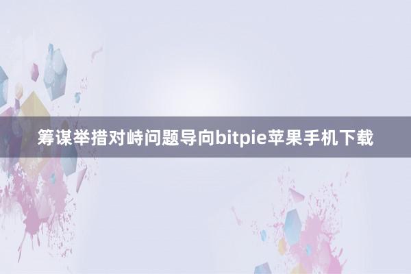 筹谋举措对峙问题导向bitpie苹果手机下载