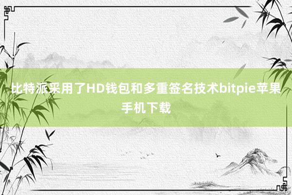 比特派采用了HD钱包和多重签名技术bitpie苹果手机下载