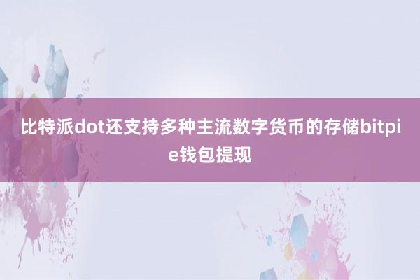 比特派dot还支持多种主流数字货币的存储bitpie钱包提现