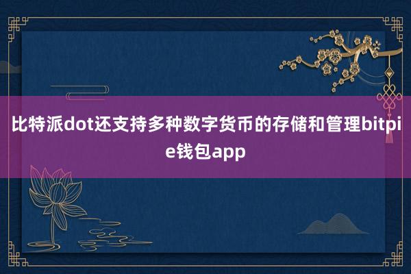 比特派dot还支持多种数字货币的存储和管理bitpie钱包app