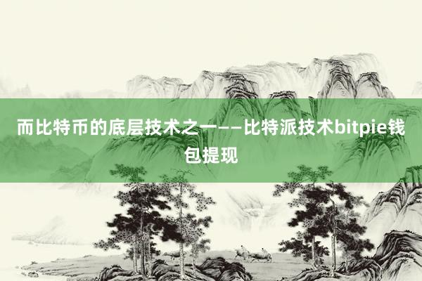 而比特币的底层技术之一——比特派技术bitpie钱包提现