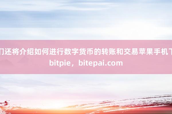 我们还将介绍如何进行数字货币的转账和交易苹果手机下载bitpie，bitepai.com