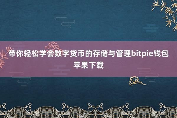 带你轻松学会数字货币的存储与管理bitpie钱包苹果下载