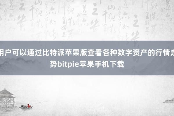 用户可以通过比特派苹果版查看各种数字资产的行情走势bitpie苹果手机下载