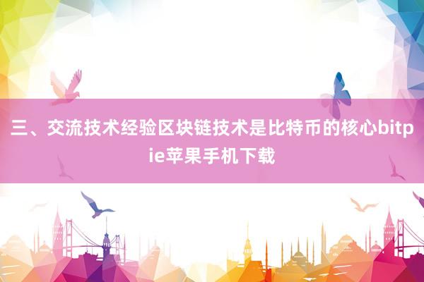 三、交流技术经验区块链技术是比特币的核心bitpie苹果手机下载