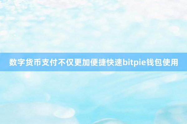 数字货币支付不仅更加便捷快速bitpie钱包使用