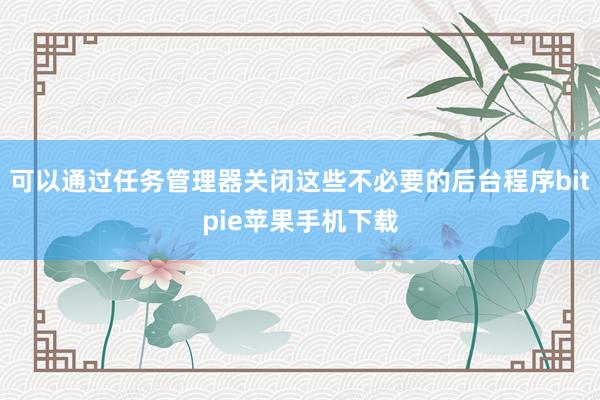 可以通过任务管理器关闭这些不必要的后台程序bitpie苹果手机下载