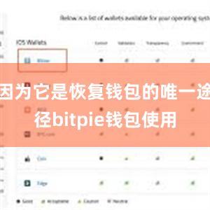 因为它是恢复钱包的唯一途径bitpie钱包使用